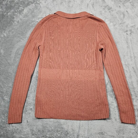 Club Monaco Sweater Womens Small Cedar Brown Wool Blend Preppy Wide Rib Pullover - Picture 5 of 7